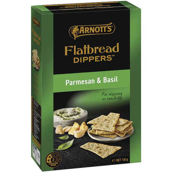 Arnotts Flatbread Dippers Parmesan & Basil Crackers 130g