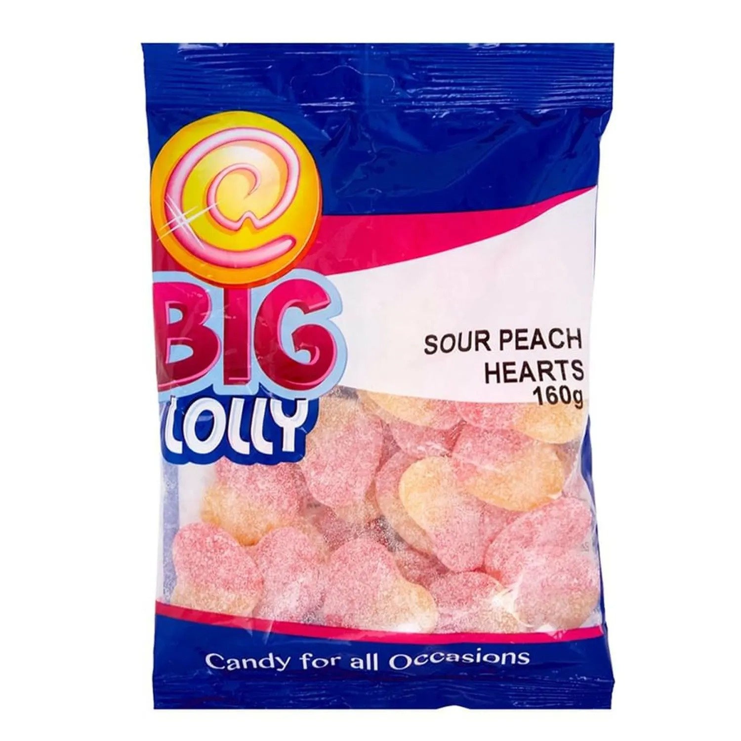 Big Lolly Sour Peach Hearts 160g