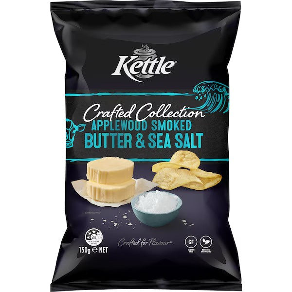 Kettle Crafted Collection Applewood Smoked Butter & Salt Chips 150g