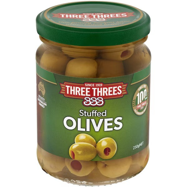 Three Threes Stuffed Olives 250g