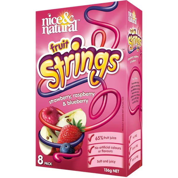 Nice & Natural Fruit Strings Strawberry 136g 8pk