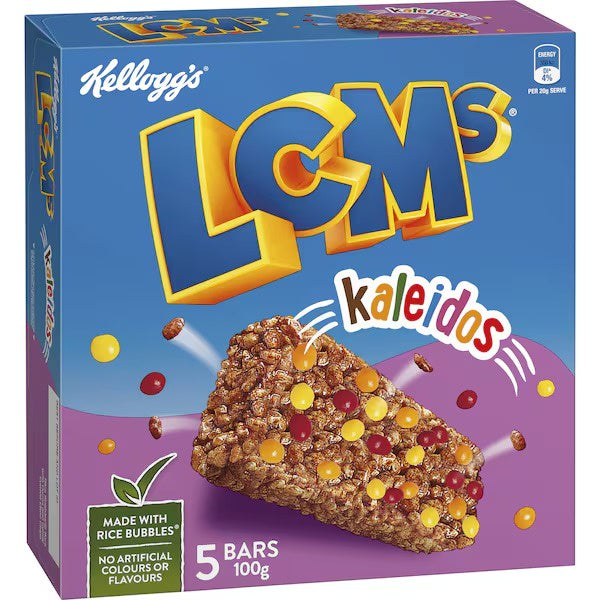 Kelloggs LCMs Kaleidos Rice Bubble Bars 5pk 100g