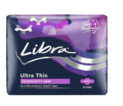 #Libra Ultra Thins Sanitary Pads Goodnights With Wings 20 pk