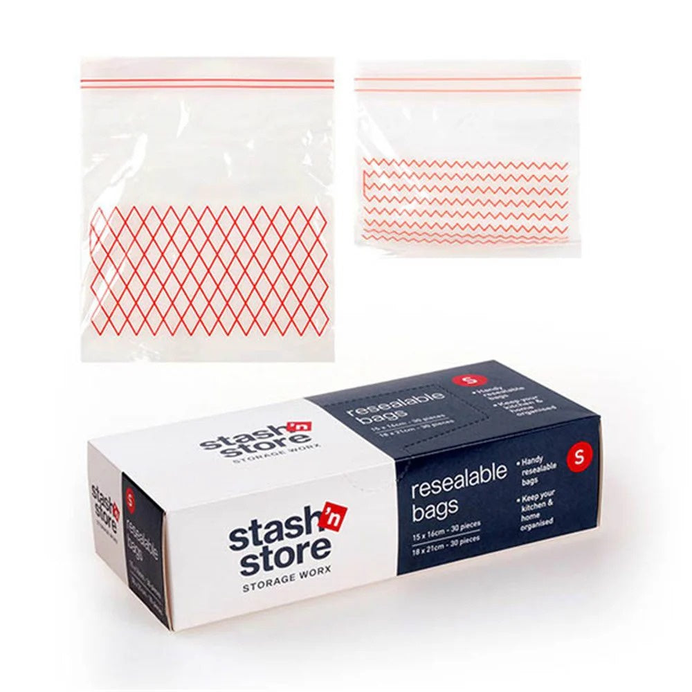 Stash N Store Resealable Zip Lock Bags Small 60pk