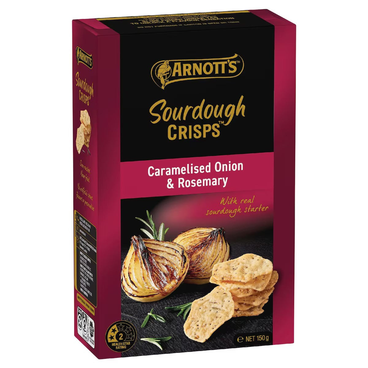 Arnott's Sourdough Crisps Caramelised Onion & Rosemary 150g