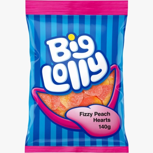 Big Lolly Fizzy Peach Hearts 140g