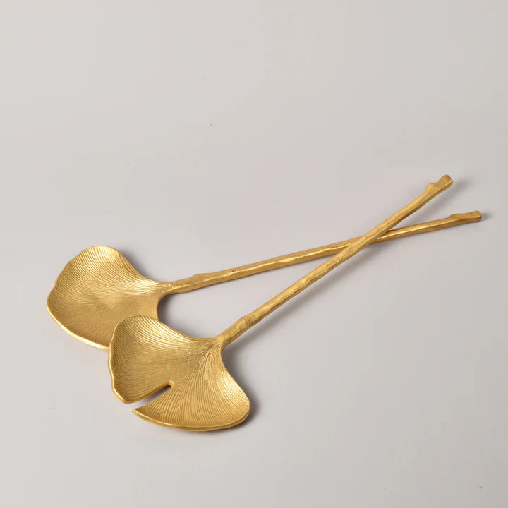 Brass Ginko Leaf Salad Server