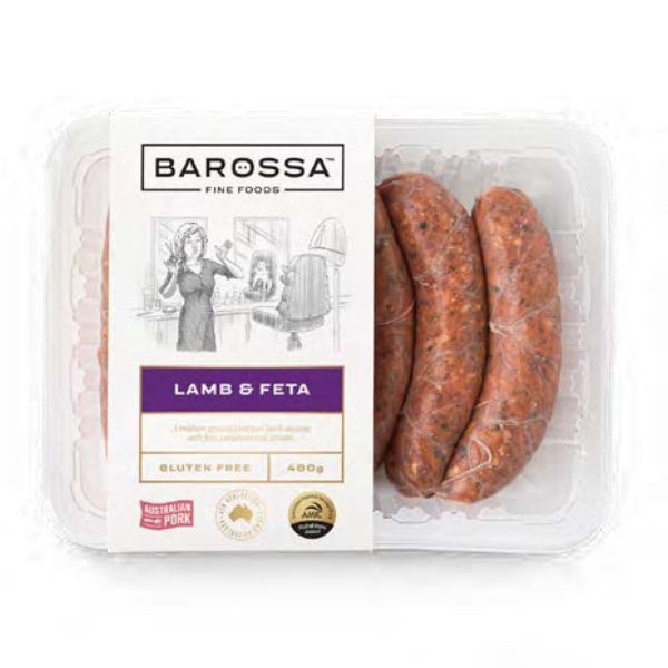 Barossa Fine Foods Lamb & Feta Sausages 480g