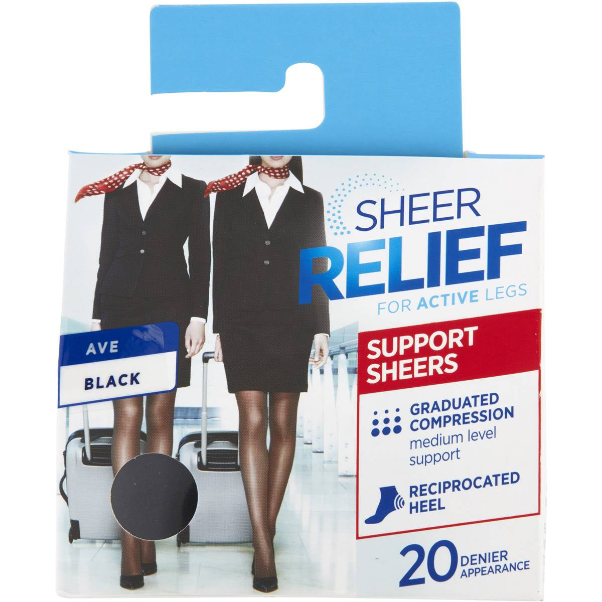 Sheer Relief Support Sheer Stockings 20 denier Black