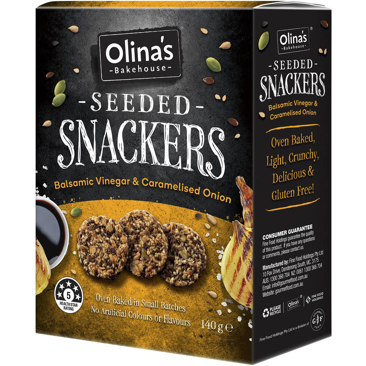 #Olina's Seeded Snackers Balsamic Vinegar & Onion 140g