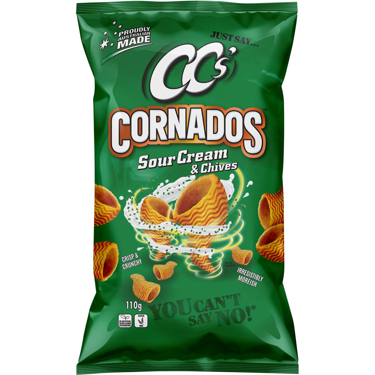 #CCs Cornados Corn Chips Sour Cream & Chives 110g