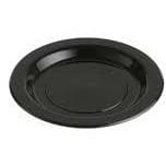 Genfac Plastic Plates Black Round Small 180mm 50pk