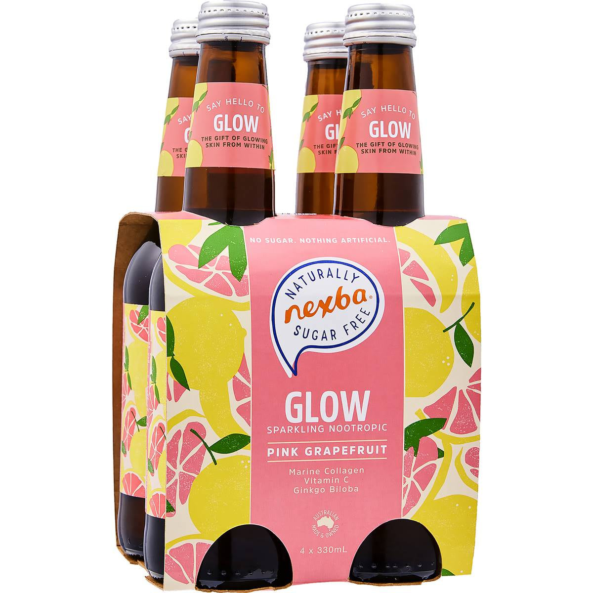 Nexba Nootropics Glow Pink Grapefruit 330ml 4pk