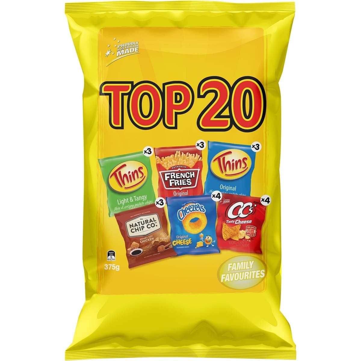 Top 20 Variety Multipack Chips 20pk 375g