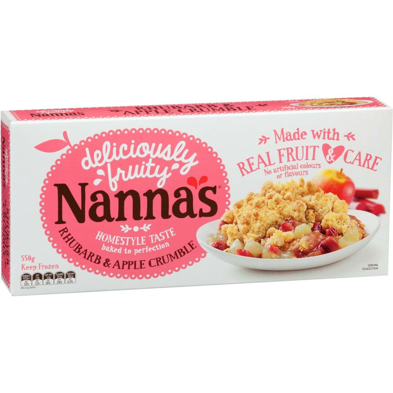 Nannas Apple & Rhubarb Crumble 550g