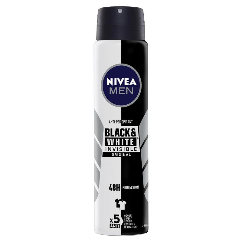 Nivea Mens Deodorant Black & White Invisible 250ml