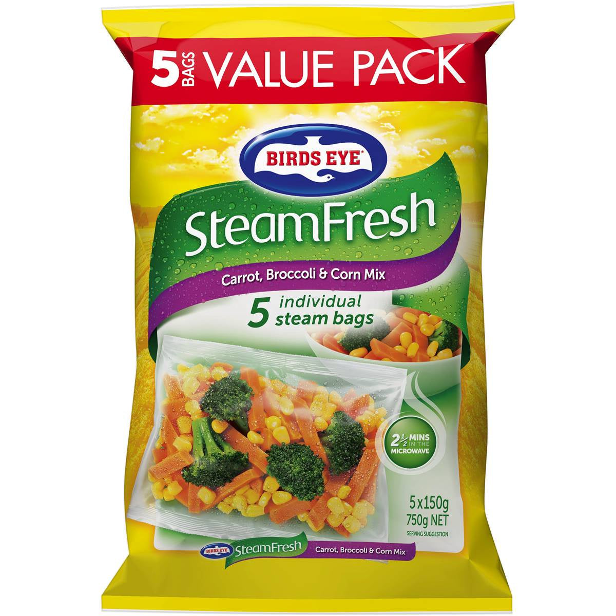 Birds Eye Steam Fresh Broccoli Carrots & Corn 750g