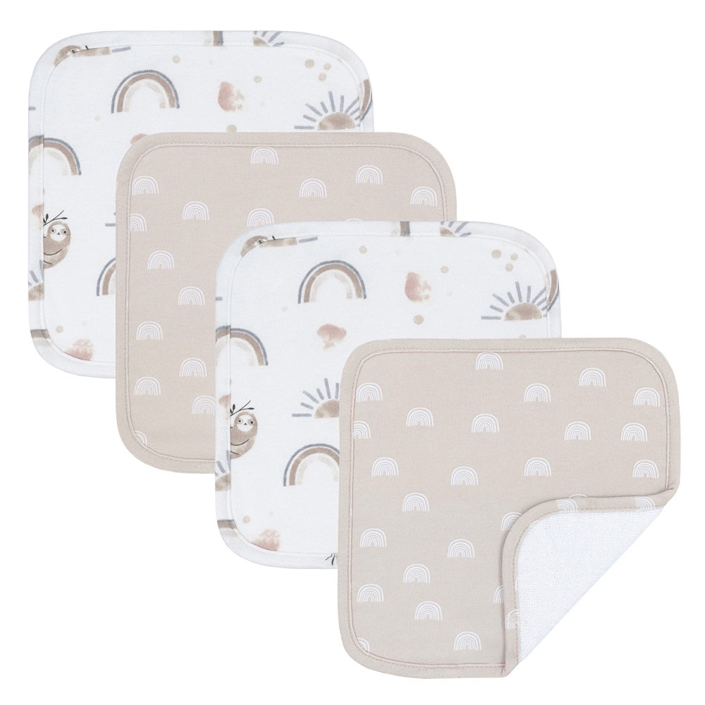 Baby wash cloths - 4 pack | Happy Sloth