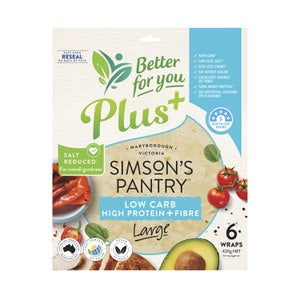 #Simson's Pantry High Protein Low Carb + Fibre Large Wraps 6pk