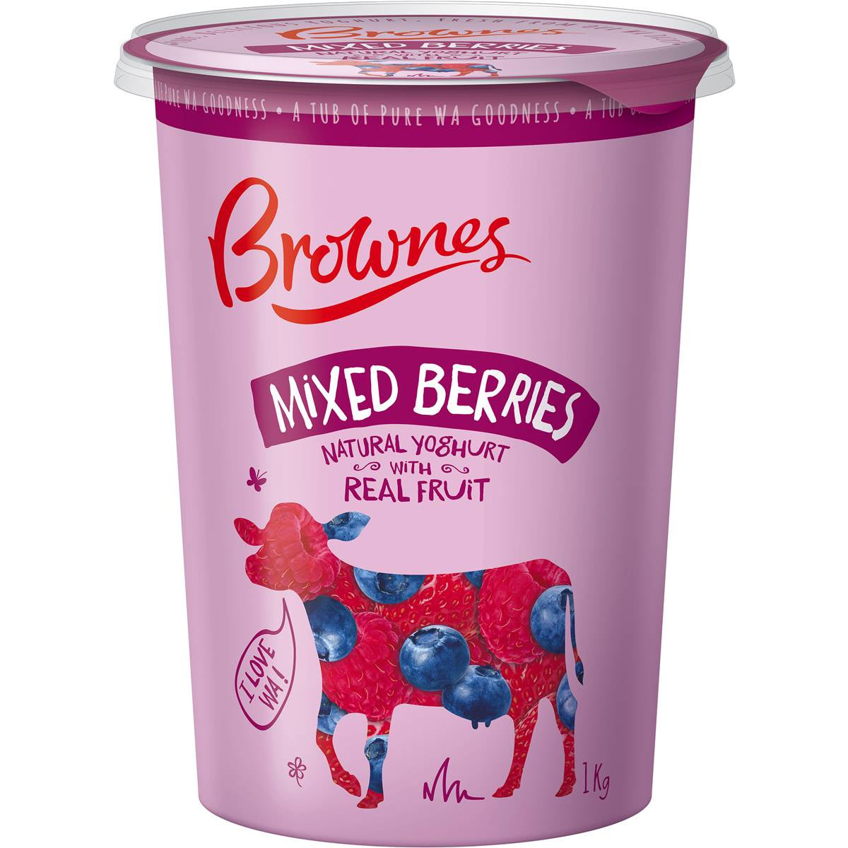 Brownes Yoghurt Natural Mixed Berry 1kg