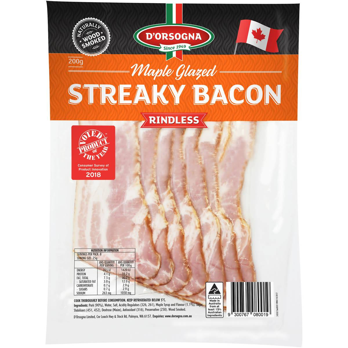 Dorsogna Maple Glazed Streaky Bacon 200g