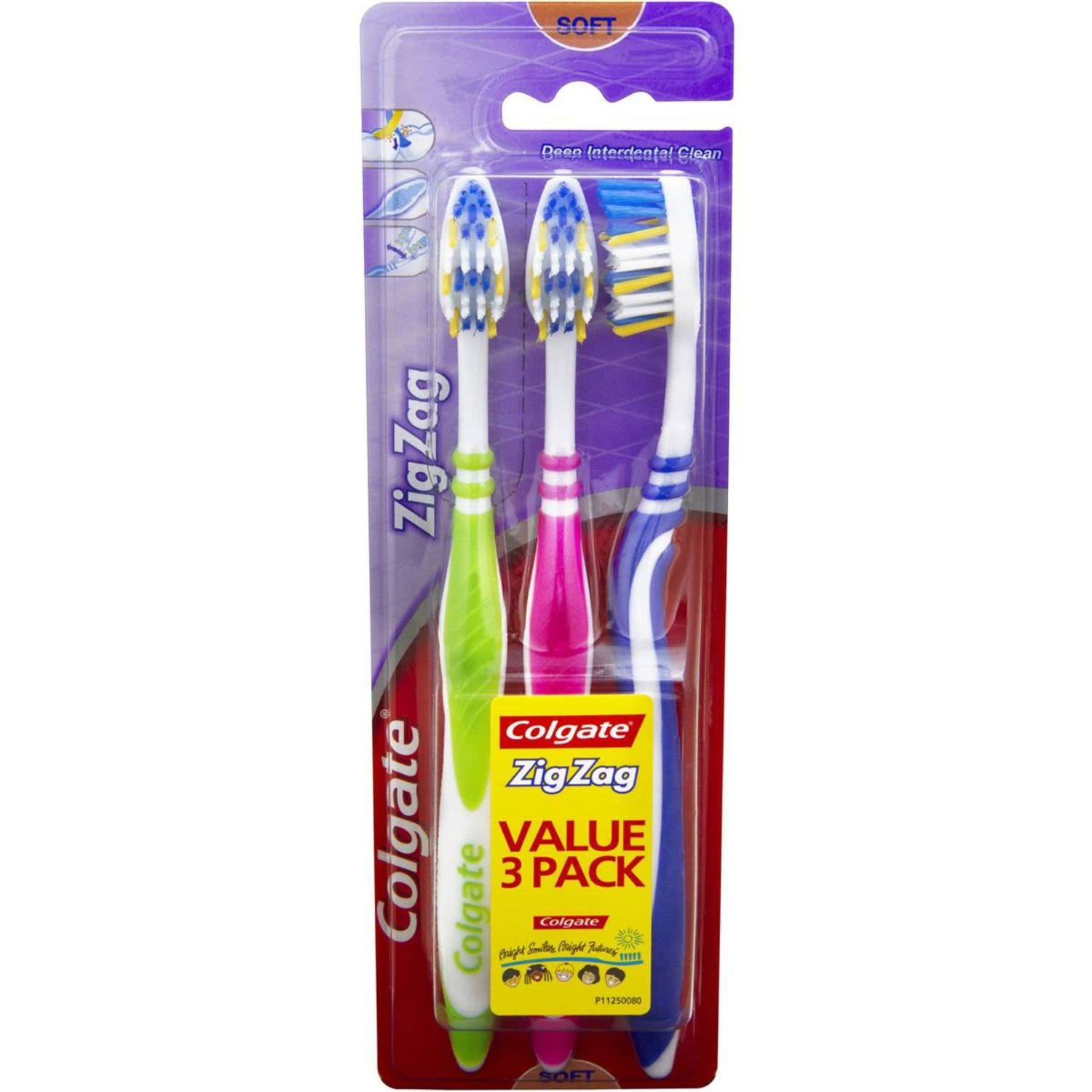 Colgate Toothbrush Zigzag Soft 3pk