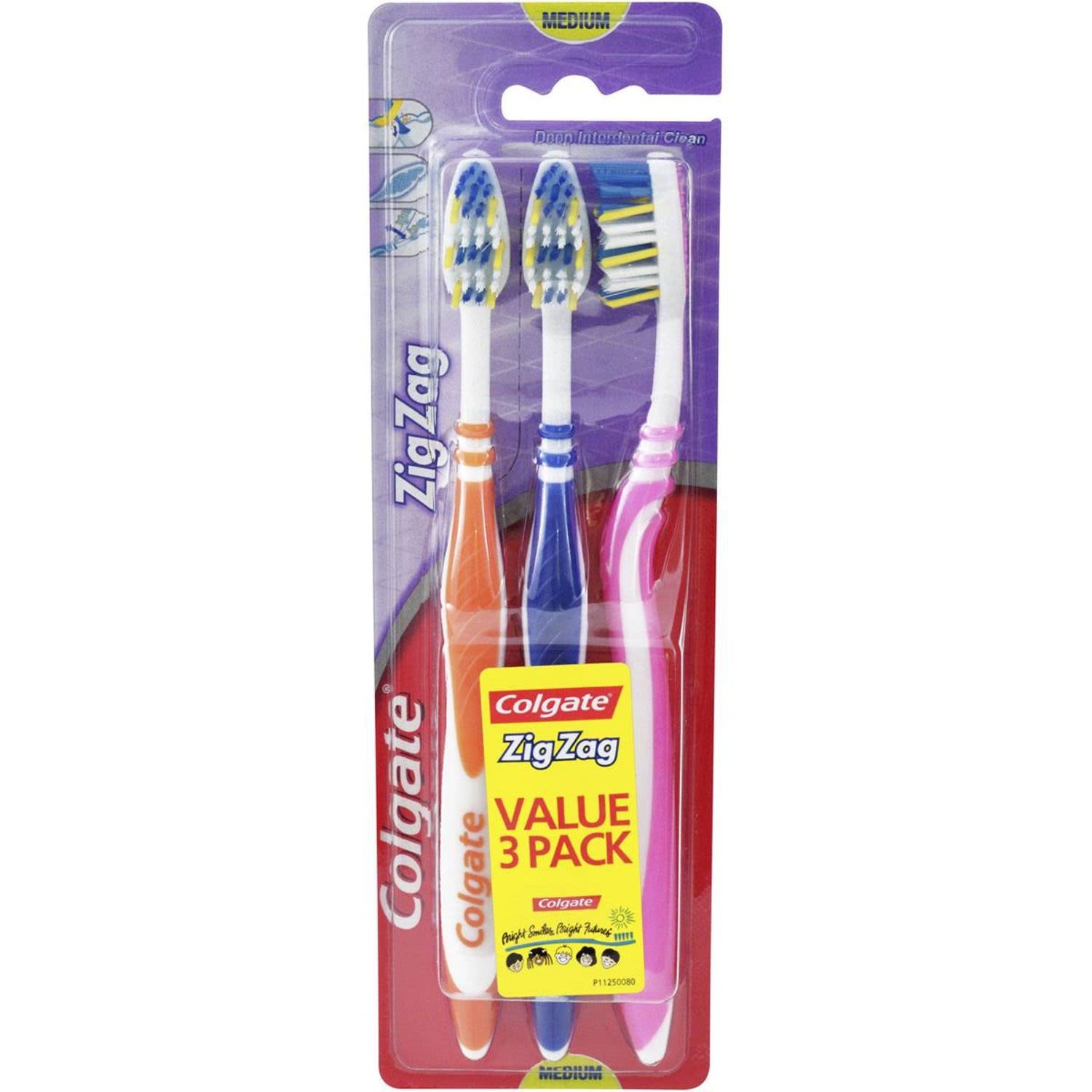 Colgate Toothbrush Zigzag Medium 3pk