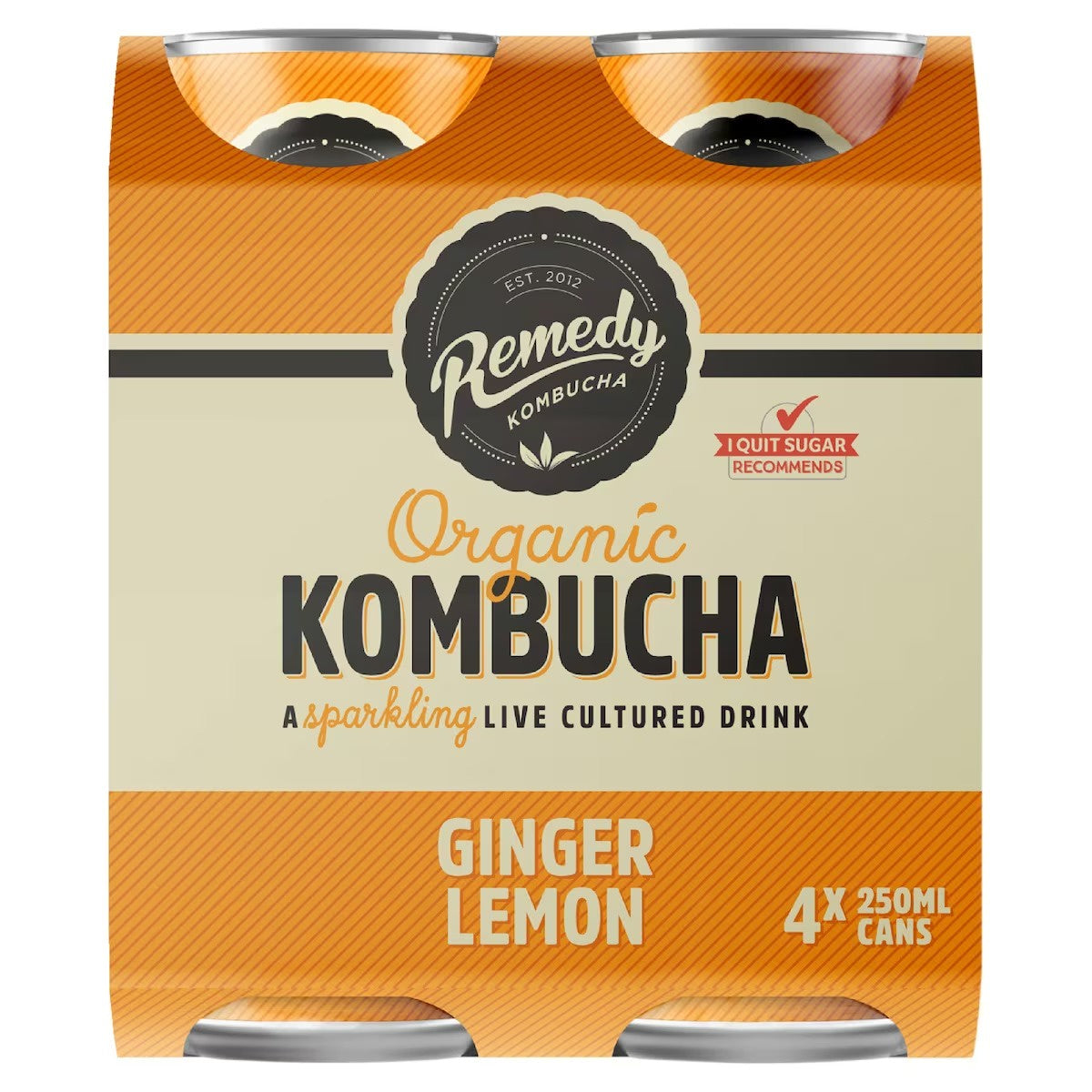 Remedy Organic Kombucha Ginger & Lemon 4 x 250ml