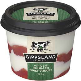 Gippsland Dairy Apple & Rhubarb Twist Yoghurt 700g