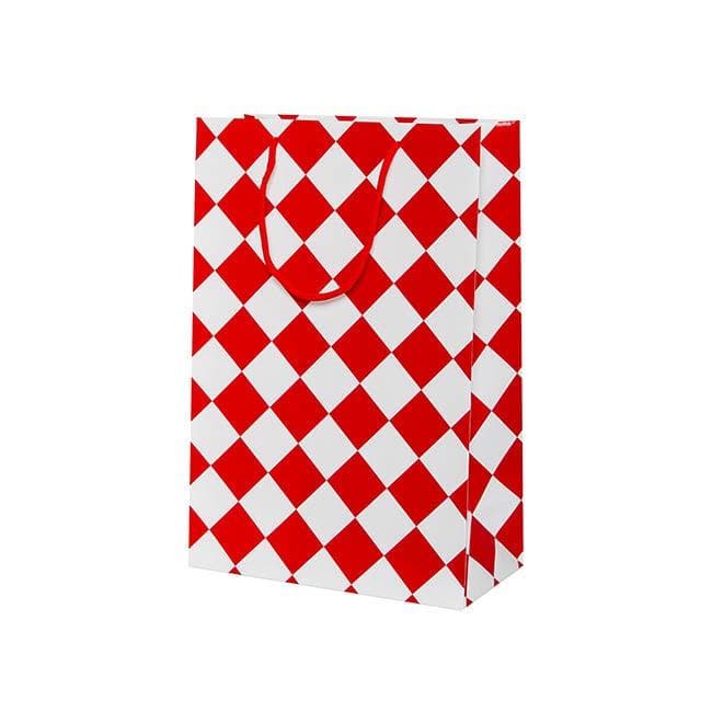 Gloss Gift Bag Checker White Red Large