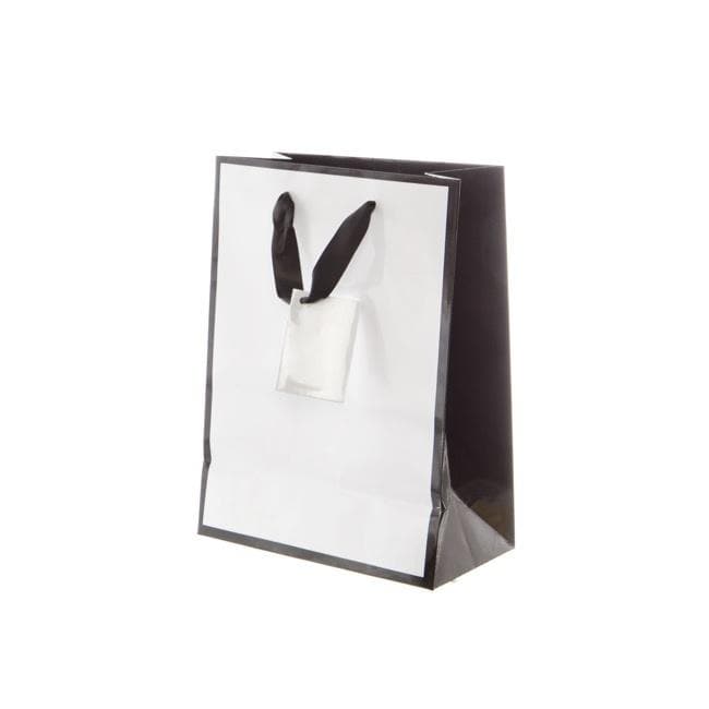 Gloss Paper Gift Bag Silhouette White Black Medium