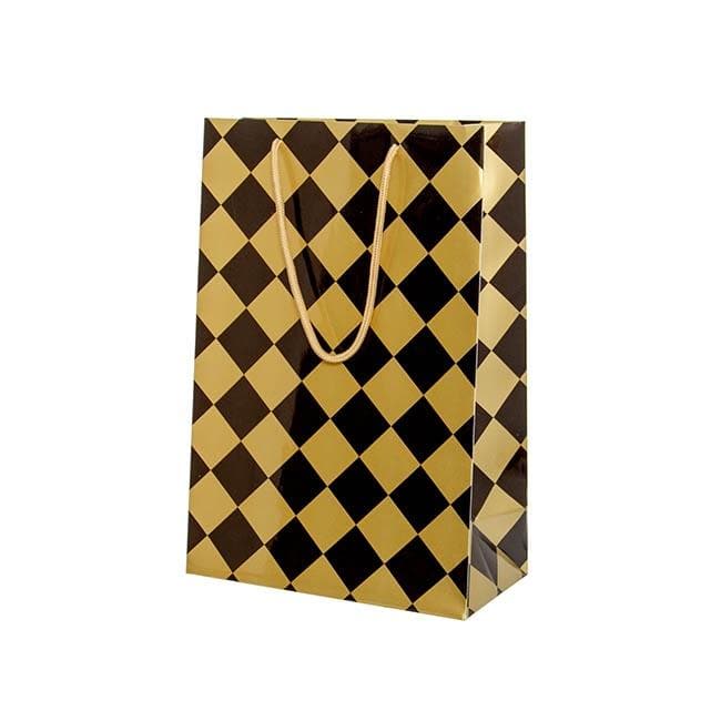 Gloss Paper Bag Checker Black Gold Large