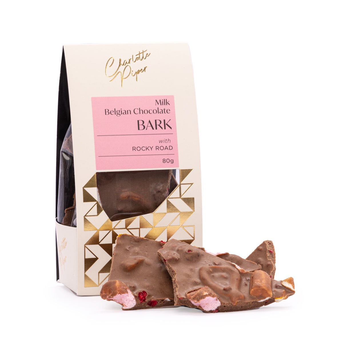 Charlotte Piper Milk Chocolate Bark Rocky Road 80g