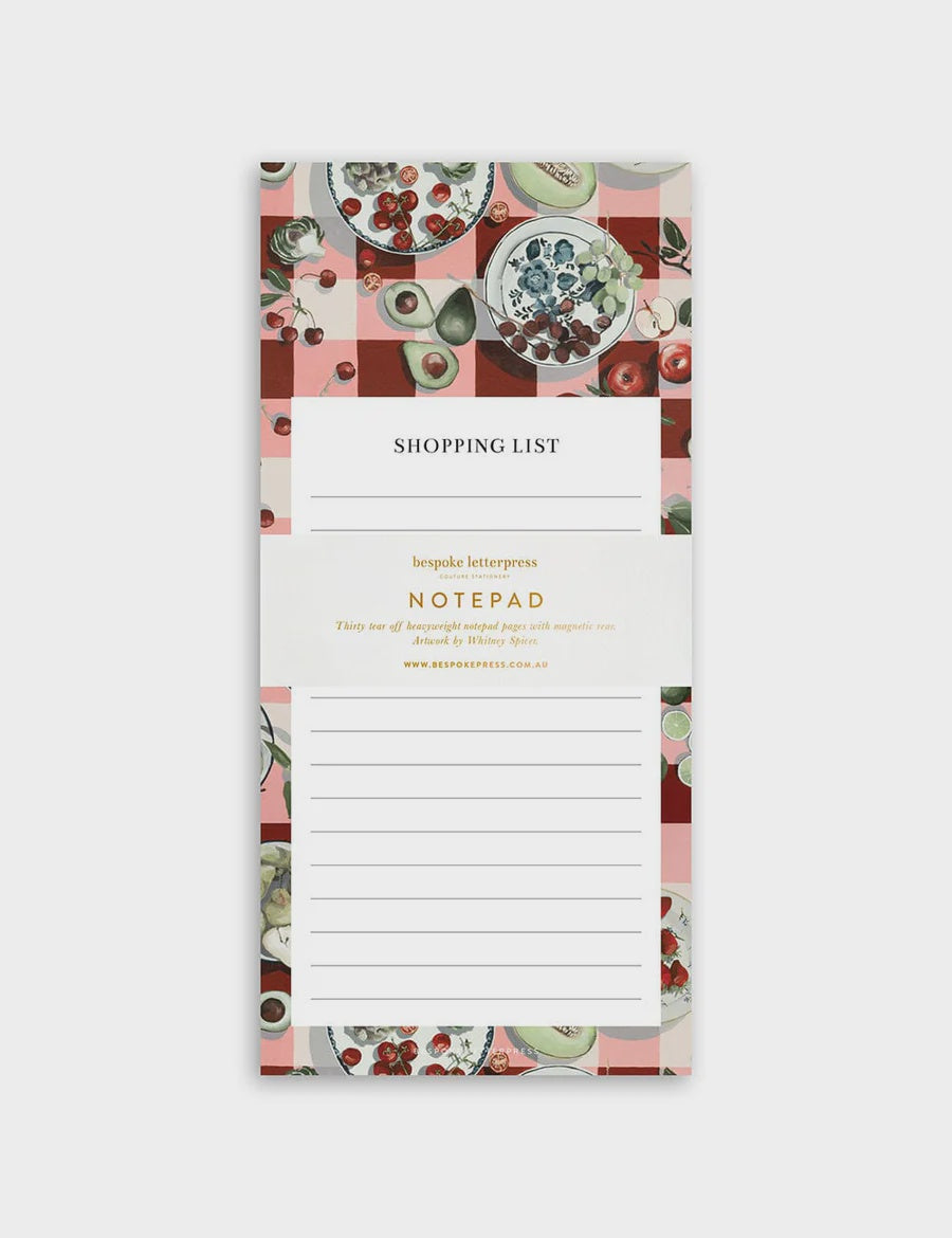 Whitney Spicer Red Gingham Shopping List Notepad