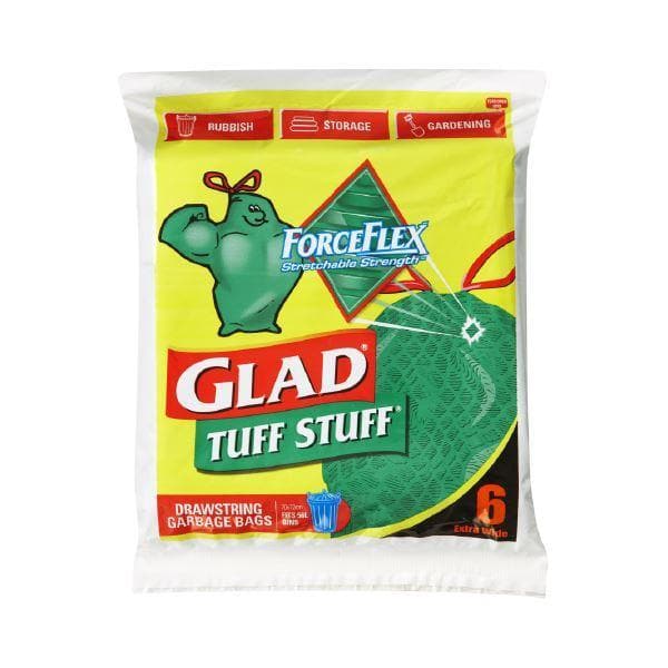 Glad Tuff Stuff Drawstring Garbage Bags 56L 6pk