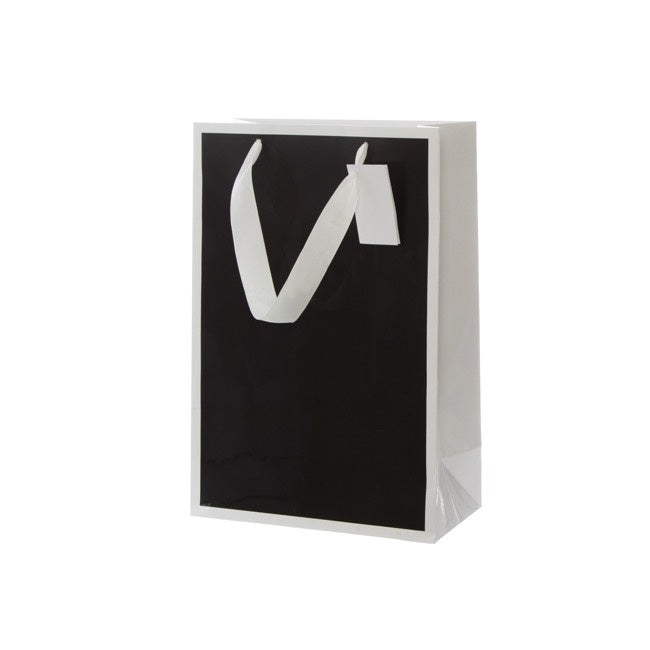 Gloss Paper Gift Bag Silhouette Black White Medium