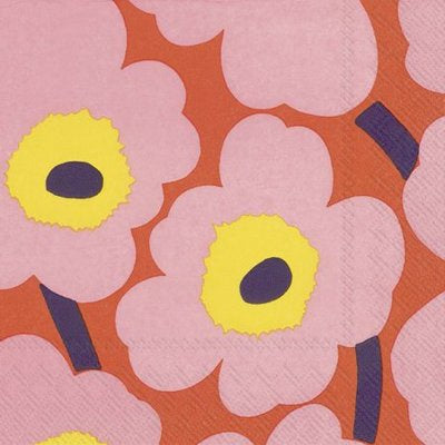 Marimekko Unikko Rose Orange Luncheon Serviette