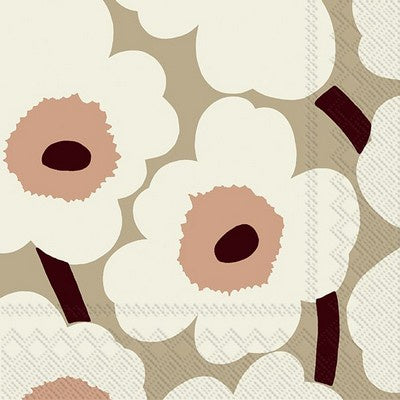 Marimekko Unikko Cream Rose Cocktail Serviette