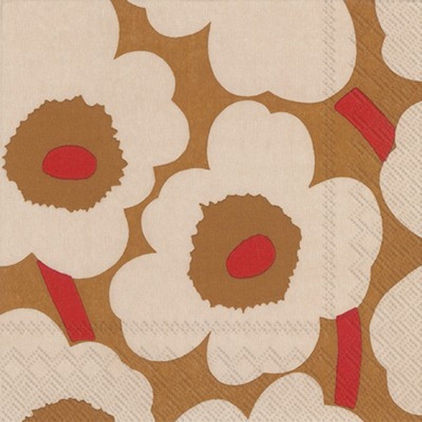 Marimekko Unikko Cream Red  Luncheon Serviette