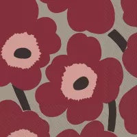 Marimekko Unikko Red Linen Luncheon Serviette