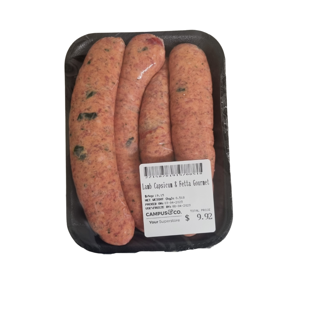 Gourmet Sausages Lamb, Capsicum, Fetta & Spinach 4 pack