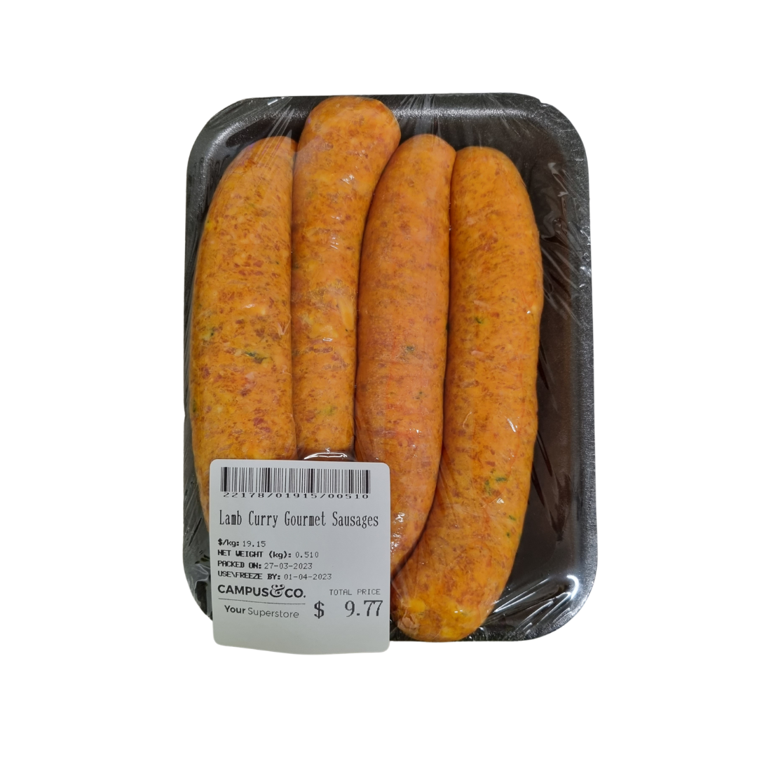 Gourmet Sausages Lamb Curry 4 pack *FROZEN*