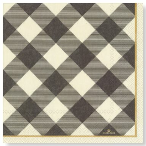 Manor Road Dinner Napkins Gingham Grey