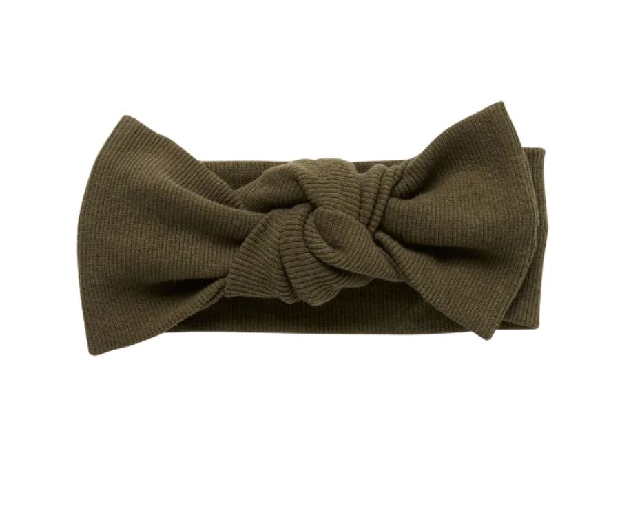 Ribbed Bow Headband - Khaki