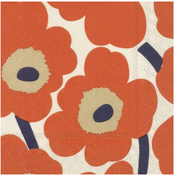 Marimekko Unikko Cream Orange Luncheon Serviette