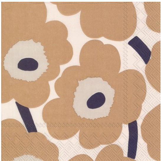 Marimekko Unikko Cream Linen Luncheon Serviette