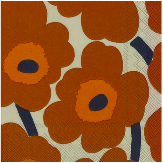 Marimekko Unikko Terracotta Linen Luncheon Serviette