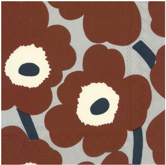 Marimekko Unikko Brown Grey Luncheon Serviette