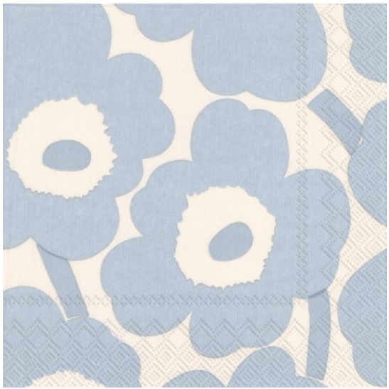 Marimekko Unikko Cream Light Blue Luncheon Serviette