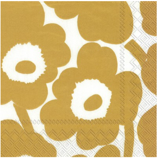 Marimekko Unikko White Gold Luncheon Serviette